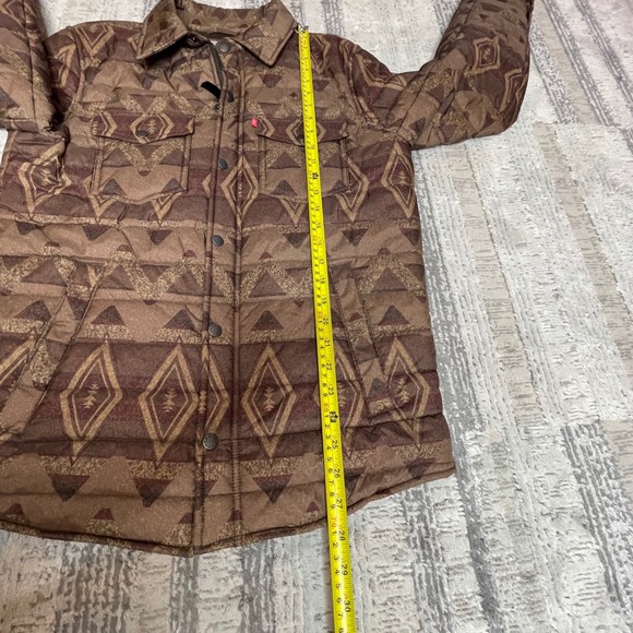 NWT Levis Mens Geometric Print Quilted Lightweight Insulation Jacket Brown SMALL - Picture 12 of 12